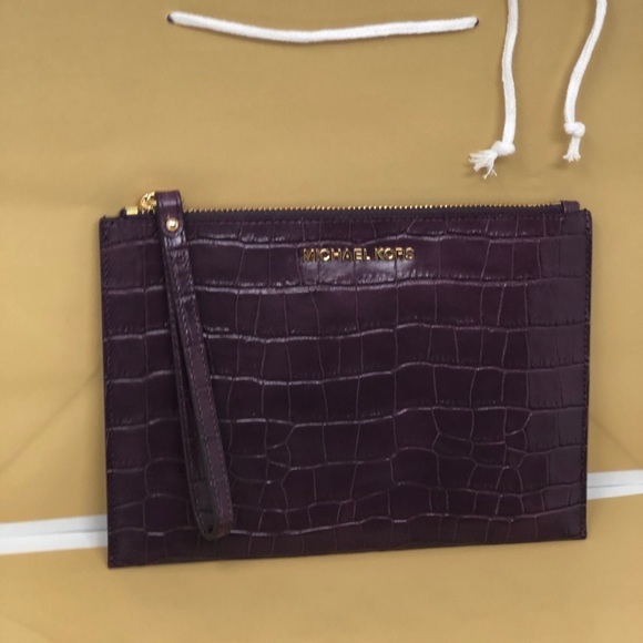 Michael kors top zip large zip clutch plum - Picture 3 of 5